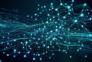 Abstract interconnected knowledge graph network representing AI data connections