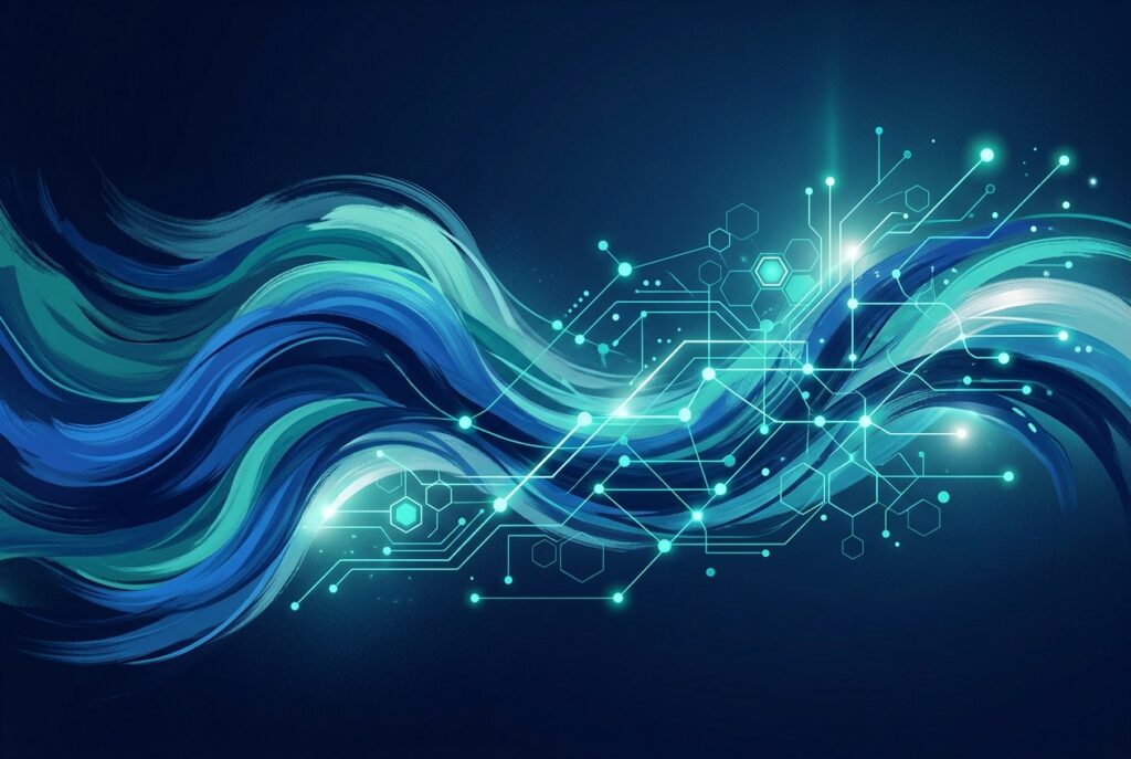 Abstract art of AI and creative data merging for marketing targeting