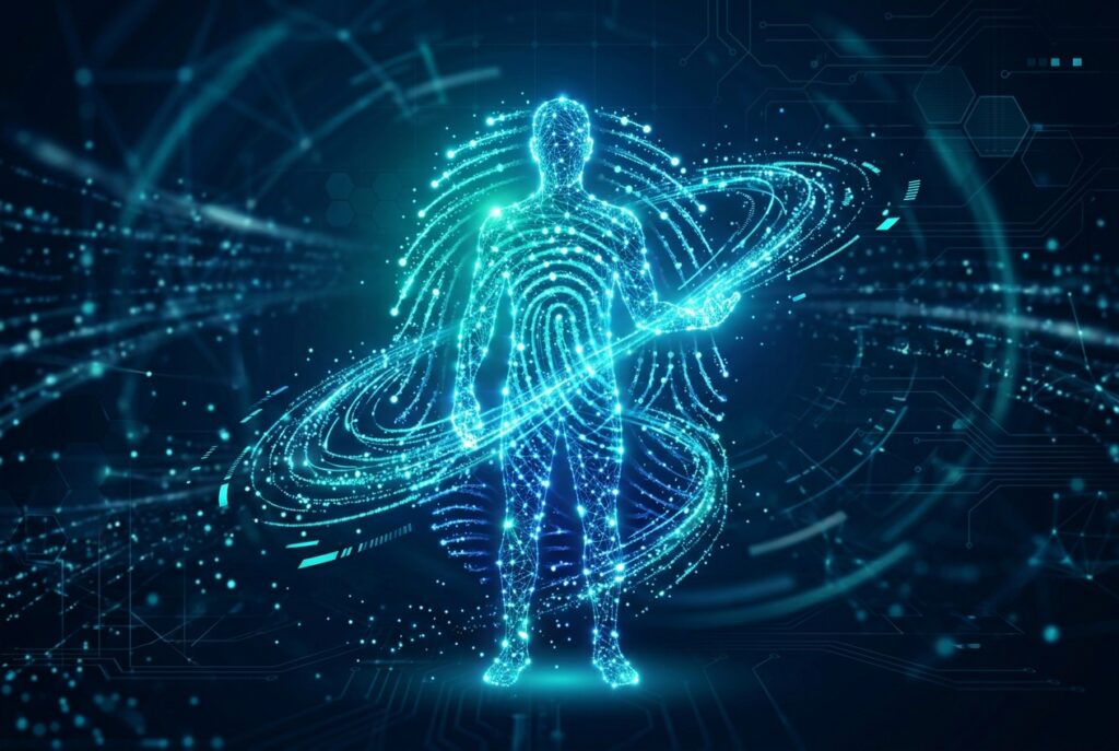 Consumer holding control of their zero-party data as glowing network