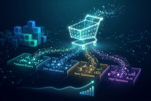 Abstract ecommerce data segments illustrating a Shopify customer data strategy