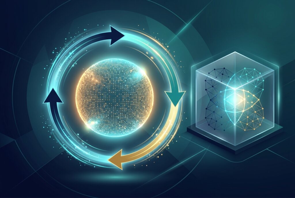 Abstract first-party data strategy growth loop with secure data clean room